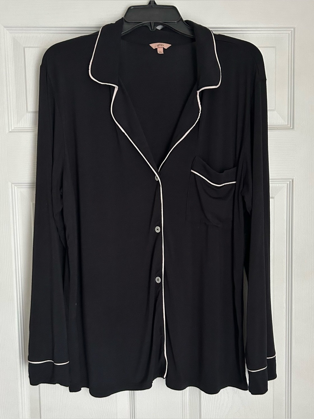 Eberjay Gisele TENCEL™ Modal Long PJ Set Classic Black Piped Pajama Women Medium - Picture 4 of 10